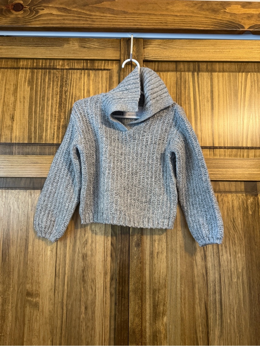 Old Navy Gray Ribbed Funnel Neck Kids Sweater